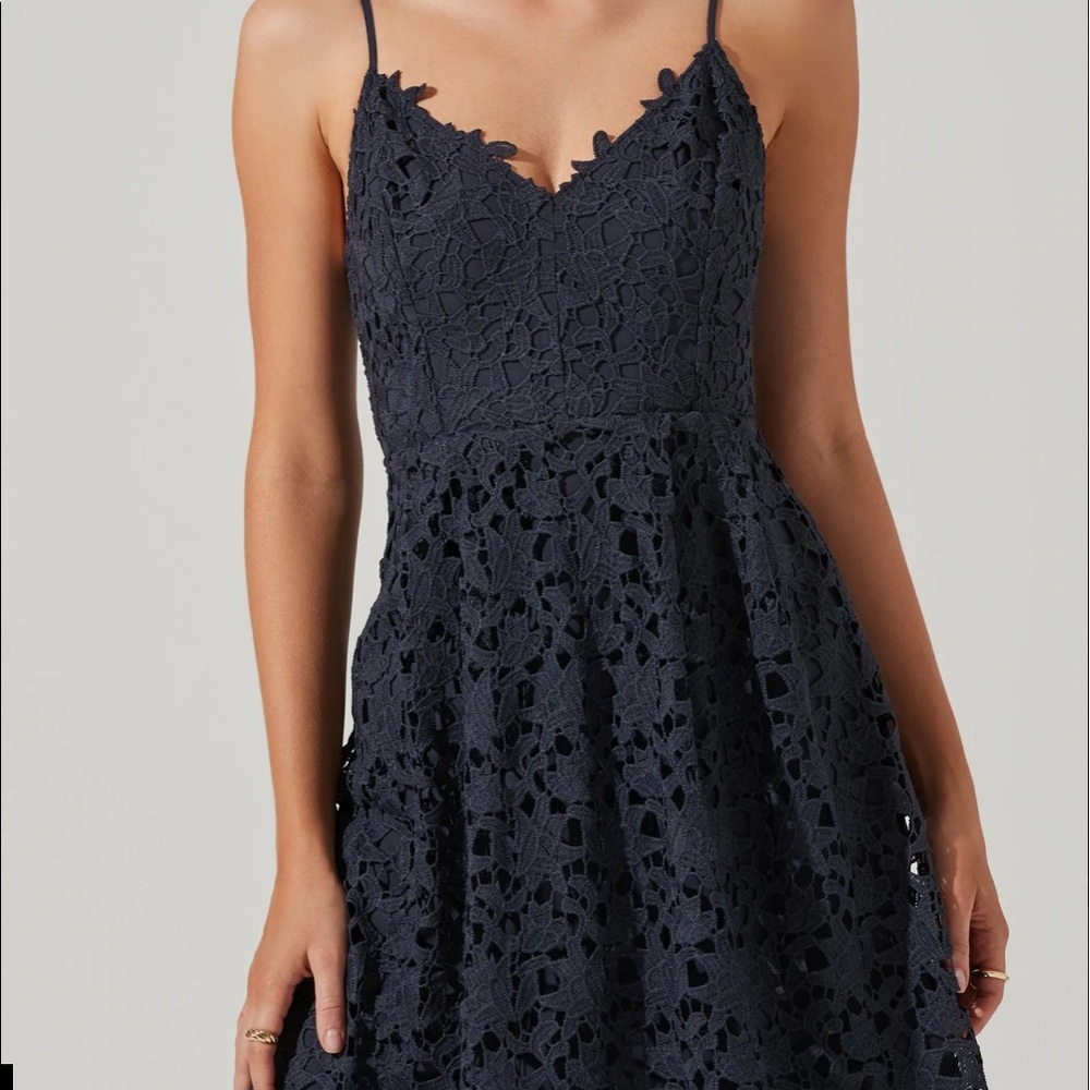 ASTR Blue Navy Lace Dress Wedding Guest